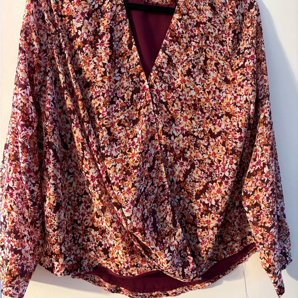 Vince Camuto Multicolor Floral Wrap Blouse
